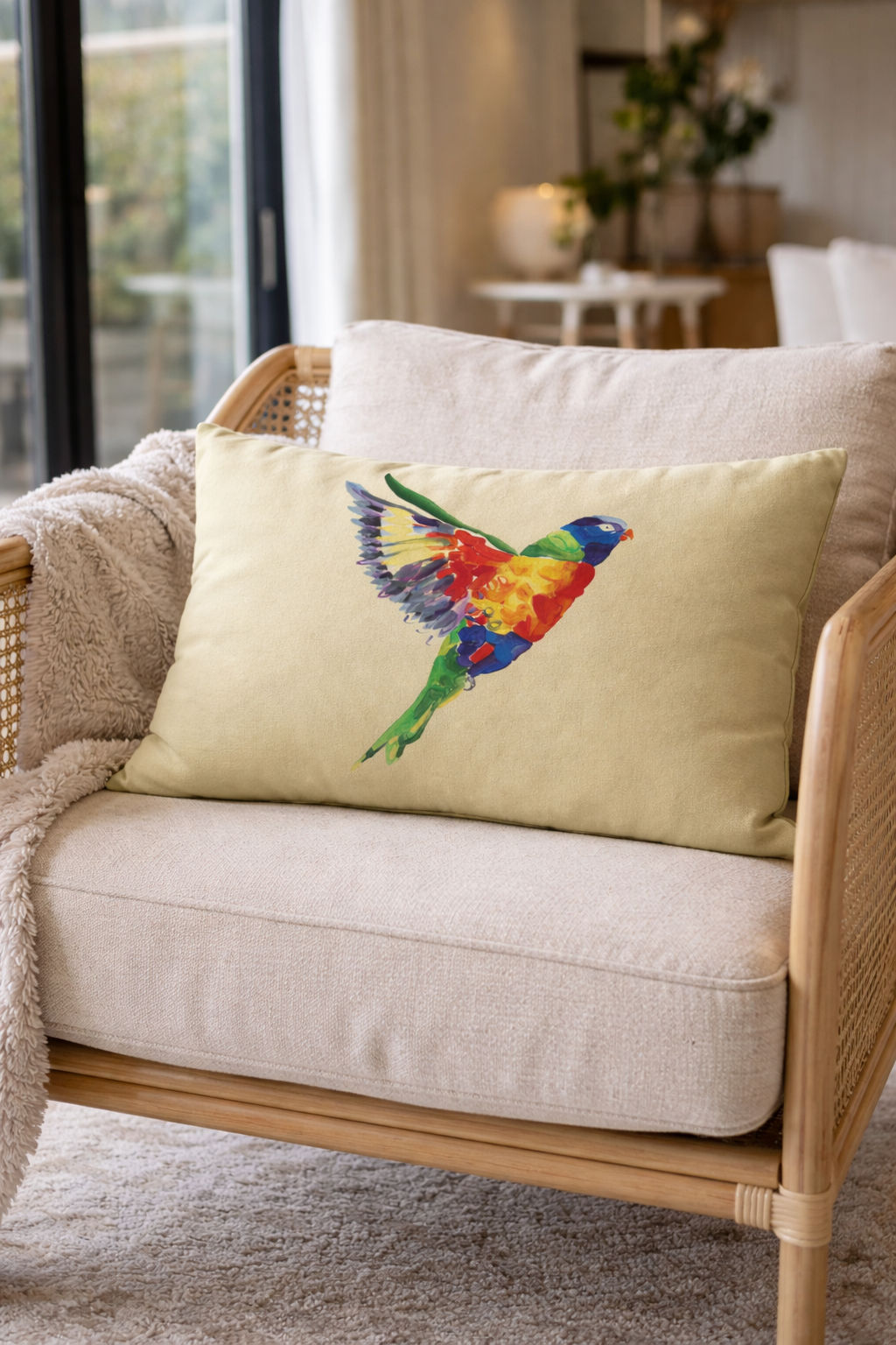 Rainbow Lorikeet Lumbar Cushion 19x13"