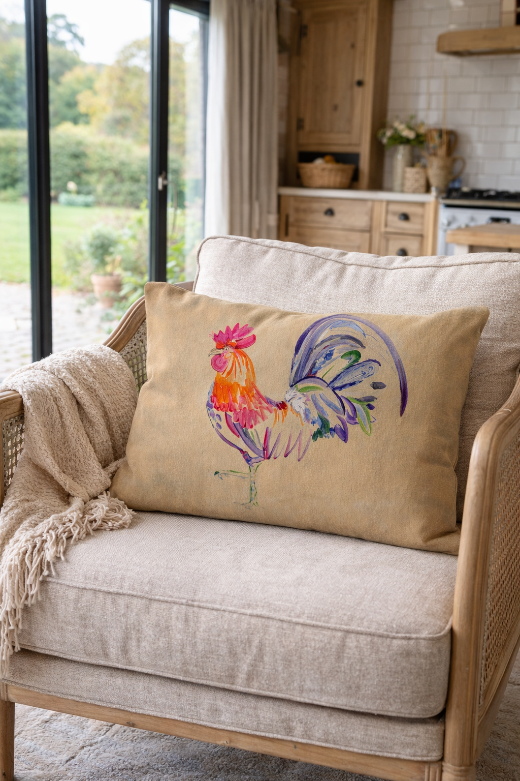 Rooster Lumbar Cushion 19x13"